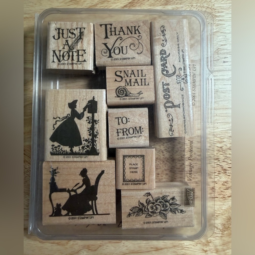 Stampin' Up! Vintage Postcard Wood Mounted Rubber Stamp Set